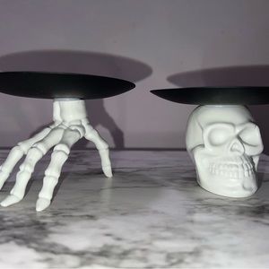 Target skeleton hand & head candle holders! Both items included. Never used